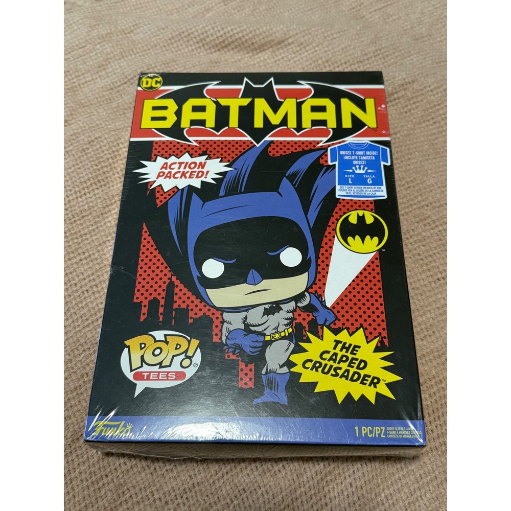 Funko Pop Tees DC Batman The Caped Crusader T-Shirt Large New Boxed Black Mens